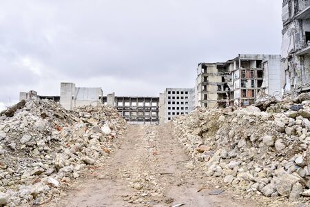 Demolition and dismantling of the remnants of the large industrial enterprise.の写真素材