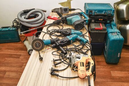 The range of power tools brands MAKITA, DEWALT in the house to prepare for the repair of Russia, Zheleznogorsk, December 2017のeditorial素材