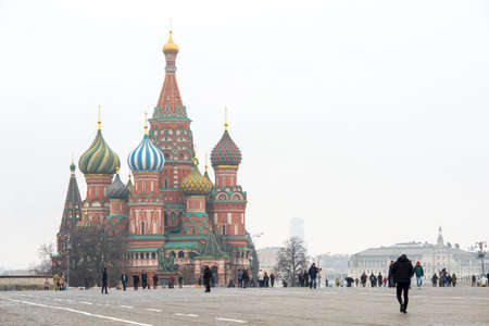 The Cathedral of Vasily the Blessed or Saint Basil's in the Red Square in Moscow, Russia March 2020.のeditorial素材
