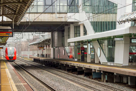 Modern train at the station metro Zorge MSK Russia, Moscow, March 2020.のeditorial素材
