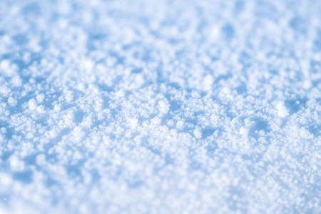 Snow with melted ice crystals and soft blue shadows on a sunny winter day. background. selective focus.の写真素材