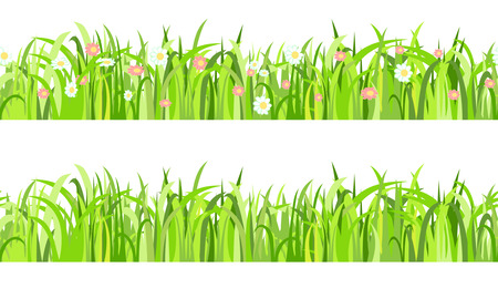 Two grass horizontal seamless border, Vector Illustrationのイラスト素材