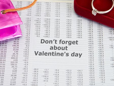 Finance sheet with Diamond ring Valentines day giftの写真素材
