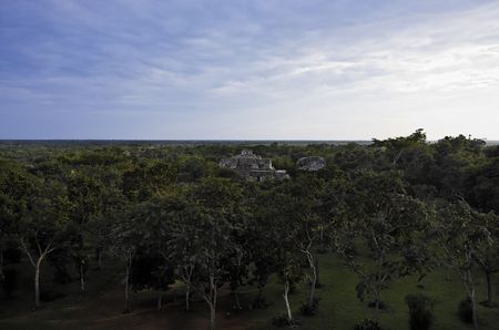 view of ek balam in the yucatan is a recently discovered Maya city lost in the jungle archaeological...