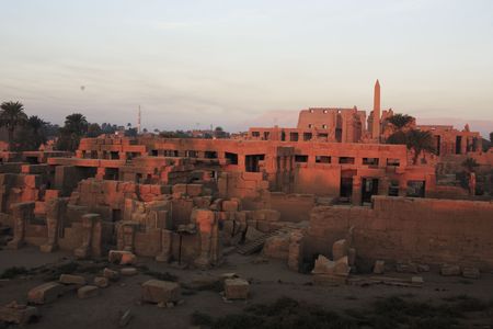 view of the Karnak temple with the Obelisk in luxor upper egyptの写真素材