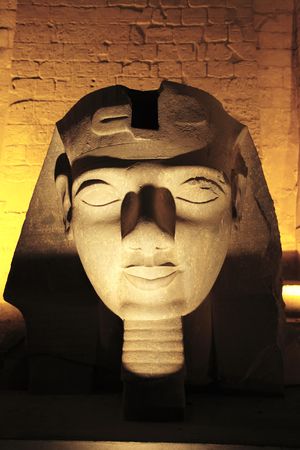 ramessses II statue  of the luxor temple by night in upper egypt