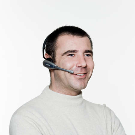Portrait of an handsome expressive man in studio on white isolated background