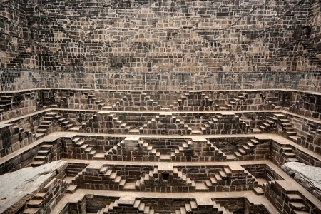 the giant step well of abhaneri in rajasthan state in indiの写真素材