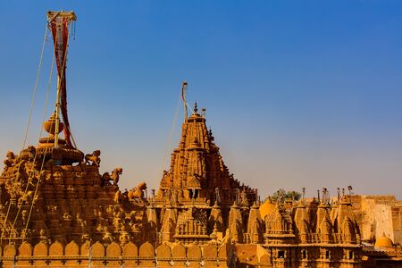 rooftop of jain temples of jaisalmer in rajasthan state in indiの写真素材