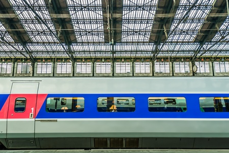 PARIS , FRANCE - JULY 7   TGV high speed french train in gare de Lyon station on July 7 , 2006 in...