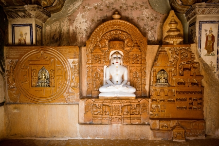 jain temple of lodruva jaisalmer in rajasthan state in indiaのeditorial素材