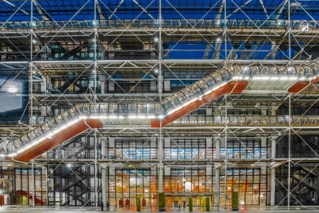 beaubourg aera with the pompidou center museum   cityscape of Paris in france