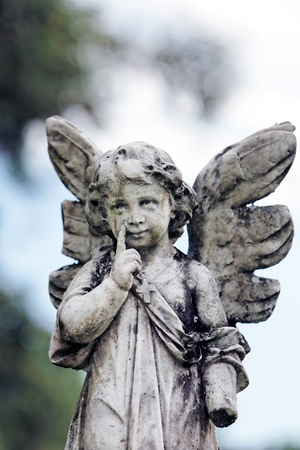 angel statue in the beautiful island of ilha grande near rio de janeiro in brazilの写真素材