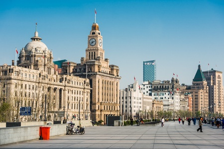 Shanghai, China - April 7, 2013  custom house and hsbc building  the bund  at the city of Shanghai...