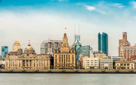 the bund waterfront hangpu river shanghai china