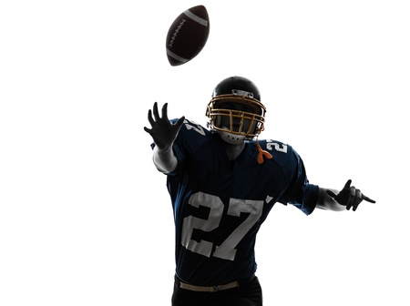 one caucasian quarterback american throwing football player man in silhouette studio isolated on white background one caucasian quarterback american throwing football player man in silhouette studio isolated on white background