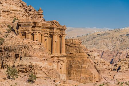 The Monastery  Al Deir in nabatean petra jordan middle eastの写真素材