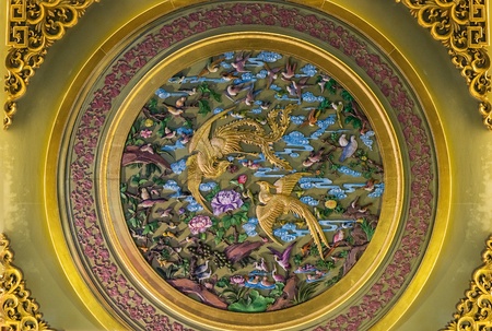 detail decorations of Fang Bang Zhong Lu old city at night in the city of Shanghai chinaのeditorial素材