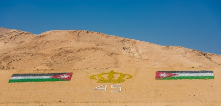 jordan flag on mountainの写真素材