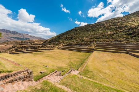 Tipon, Incas ruins in the peruvian Andes at Cuzco Peru South Americaの写真素材