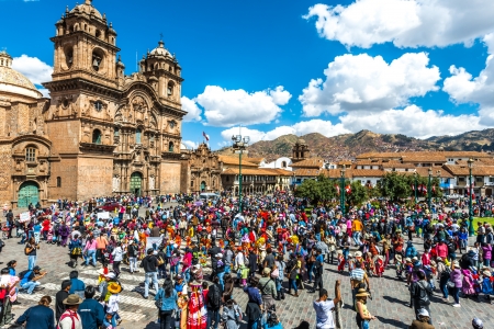 Cuzco, Peru - July 12, 2013: people at festival  in the Plaza de Armas at Cuzco Peru on july 12th, 2013のeditorial素材