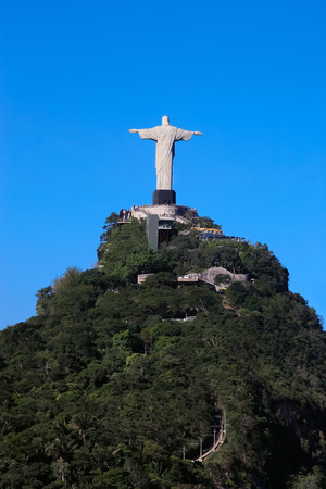 corcovado christ redeemer in rio de janeiro brazilのeditorial素材