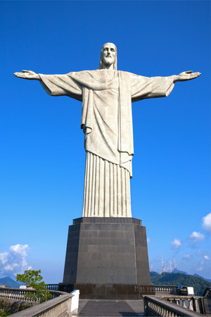 Christ the Redeemer statue in rio de janeiro in brazilのeditorial素材