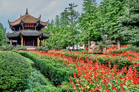 Chengdu, China - September 18, 2014: Garden of the Qingyang Gong taoist temple  in Chengdu Sichuan Chinaの写真素材