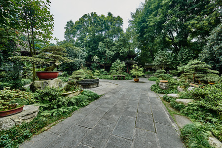 Chengdu, China - September 21, 2014: Du Fu thatched Cottage park in honour of the Tang Dynasty poe in Chengdu Sichuan Chinaのeditorial素材