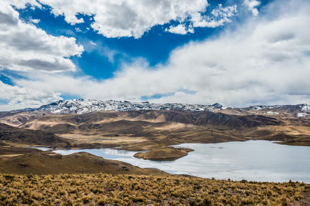 aerial view of Lagunillas in the peruvian Andes at Puno Peru