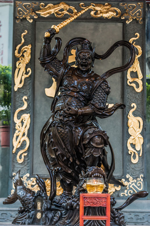 warrior statue Sik Sik Yuen Wong Tai Sin Temple Kowloon in Hong Kongのeditorial素材