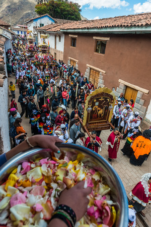 Pisac, Peru - July 16, 2013: Virgen del Carmen parade in the peruvian Andes at Pisac Peru on july 16th, 2013のeditorial素材