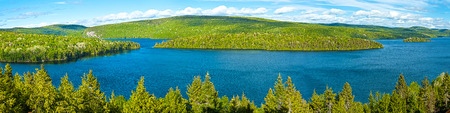 panorama lake of sacacomie in quebec canadaの写真素材