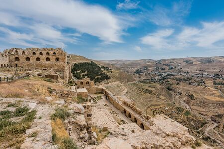 Al Karak kerak crusader castle fortress Jordan middle eastの写真素材