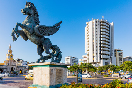 Cartagena , Colombia  - March 5, 2017 : Pegasus Statues in Centro Historico
aera of Cartagena de los indias Bolivar in Colombia South Americaのeditorial素材