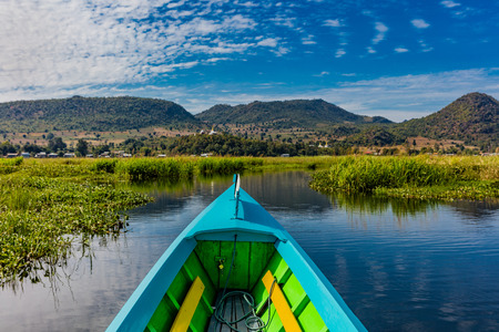 landscape view boat of the Inle Lake Shan state in Myanmar (Burma)の写真素材
