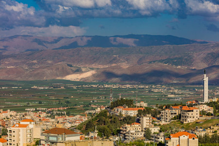 Zahle skyline cityscape  in Beeka valley Lebanon Middle eastの写真素材