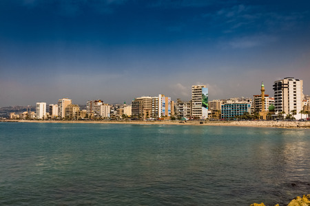 Sidon Saida skyline cityscape waterfront in South Lebanon Middle east
