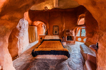 Villa De Leyva, Colombia - February 8, 2017 : Casa Terracota House architect Octavio Mendoza was built using clay and baked in the sun in Boyacaのeditorial素材