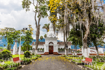 Salamina , Colombia  - February 20, 2017 : colorful streets of Salamina Caldas in Colombia South Americaのeditorial素材