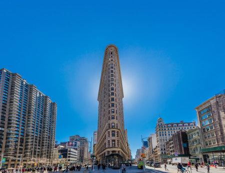 NEW YORK CITY- MARCH 26, 2018 : Flatiron Building one one the main one of the main Manhattan...