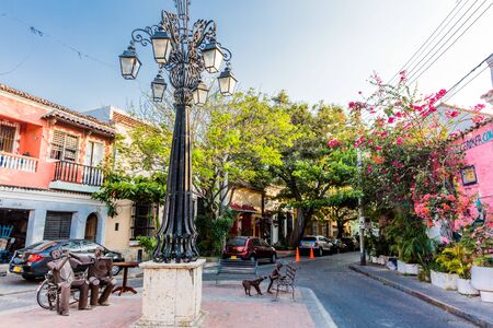 Cartagena , Colombia  - March 9, 2017 : Colorful streets of Getsemaniarea of Cartagena de los indias Bolivar in Colombia South Americaのeditorial素材