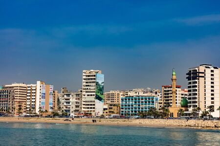 Saida,Lebanon- April 27 ,2017 : Sidon skyline cityscape waterfront in South Lebanon Middle eastのeditorial素材
