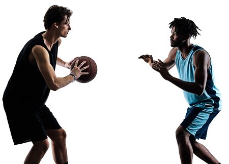 basketball players men isolated silhouette shadowの写真素材