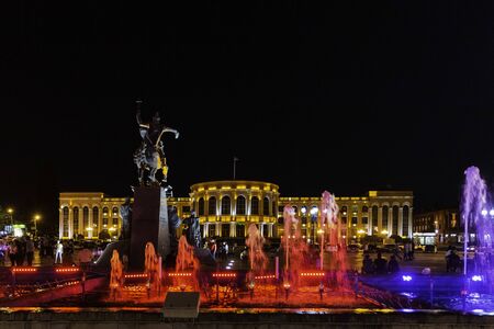 singing fountains of Vartanants Square landmark of Gyumri Shirak Armenia eastern Europeの写真素材