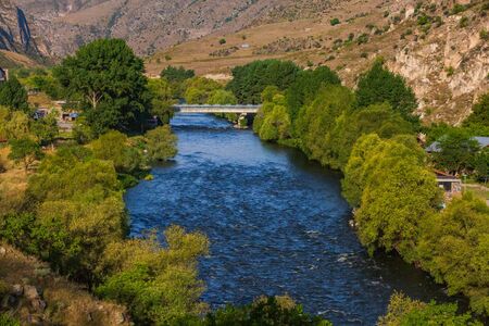 Kura river landscape near Vardzia landmark of Samtskhe Javakheti region Georgia eastern Europeの写真素材