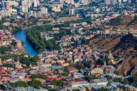 Tbilissi , Georgia - August 26, 2019 : cityscape skyline of Tbilissi Georgia capital city eastern...