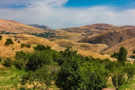road through the landscape mountains of Vayots Dzor landmark of Armenia eastern Europeの写真素材