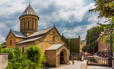 Tbilisi , Georgia - August 25, 2019 : Sioni cathedral landmark of Tbilisi Georgia capital city...
