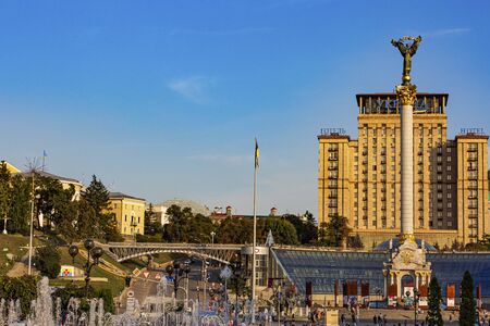 Kiev , Ukraine - August 30, 2019 : Maidan square skyline cityscape Landmarkのeditorial素材